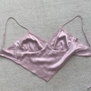 silky pink lace crop top
